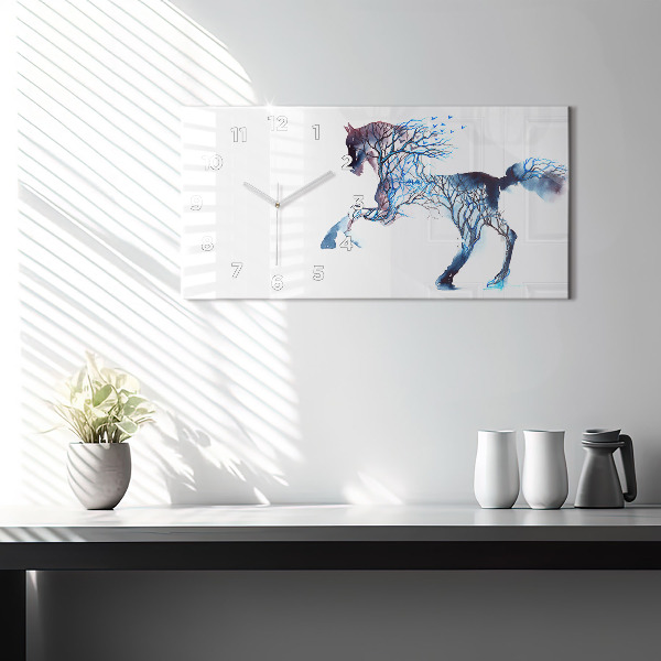 Glass wall clock rectangular Animal Nature Altruism