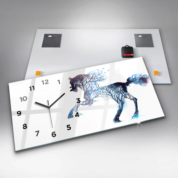 Glass wall clock rectangular Animal Nature Altruism