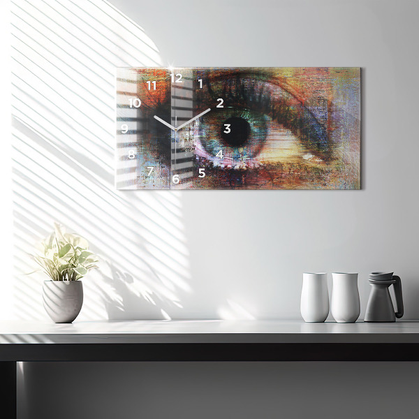 Glass wall clock rectangular Street Art Eye