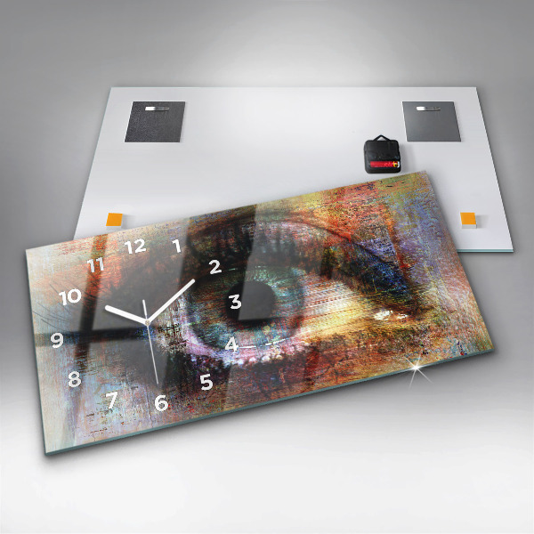 Glass wall clock rectangular Street Art Eye