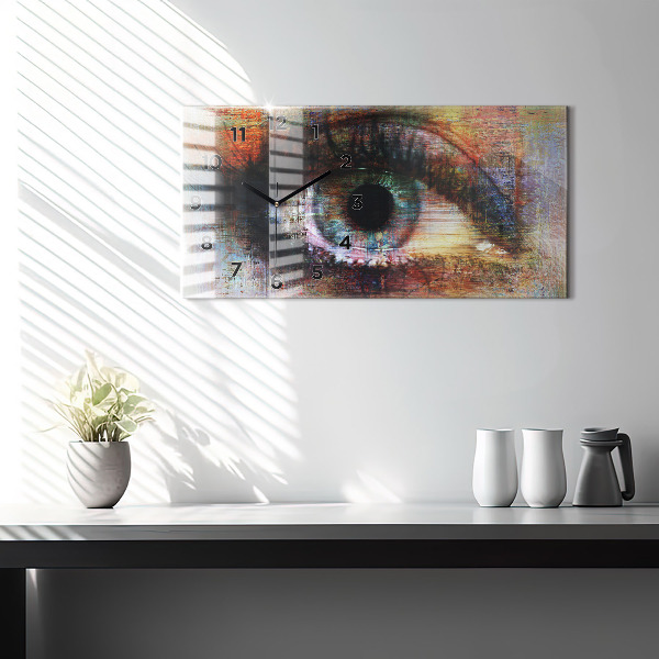 Glass wall clock rectangular Street Art Eye