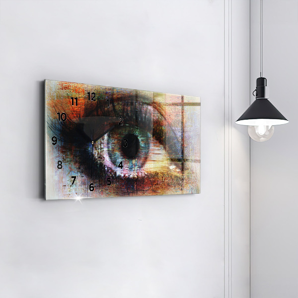 Glass wall clock rectangular Street Art Eye