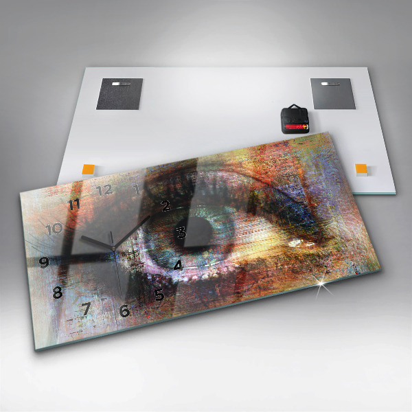 Glass wall clock rectangular Street Art Eye