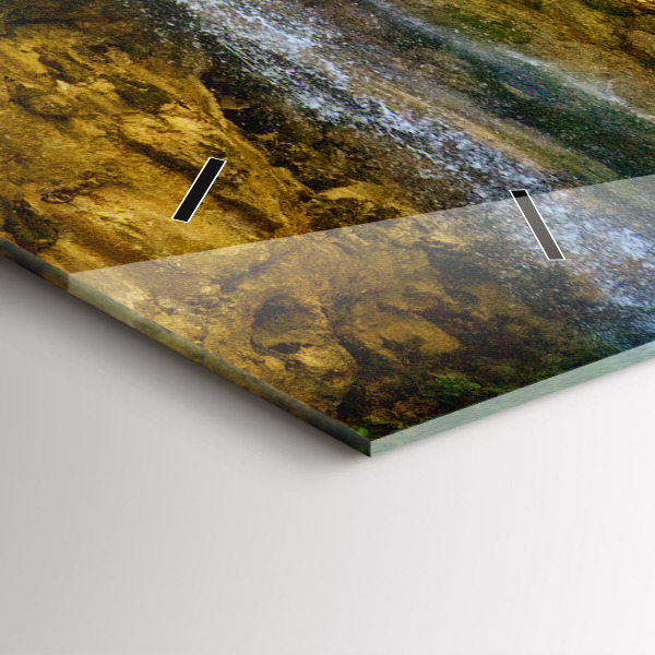 Glass wall clock rectangular Lagoon Landscape