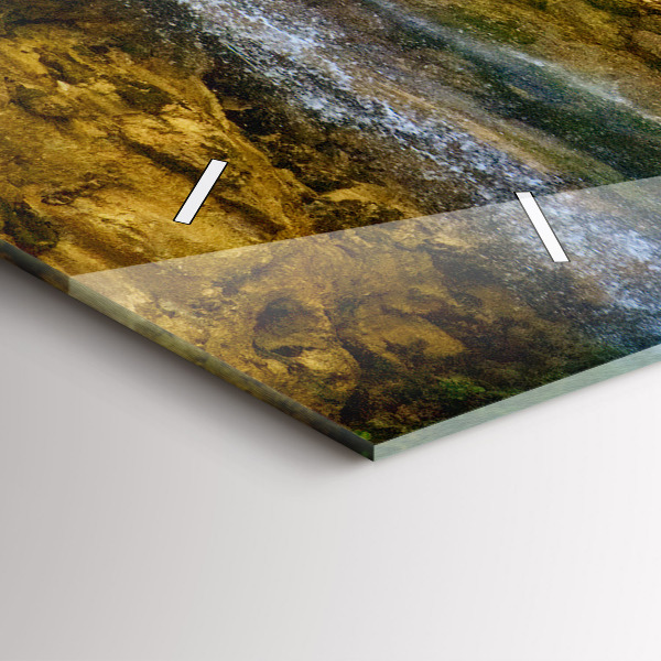 Glass wall clock rectangular Lagoon Landscape