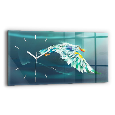 Glass wall clock rectangular Image of a Flying Eagle