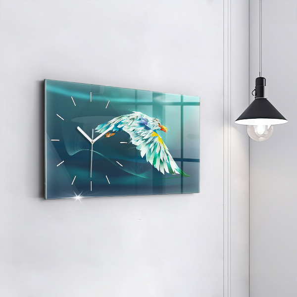 Glass wall clock rectangular Image of a Flying Eagle
