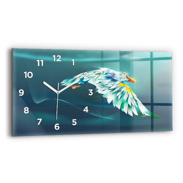 Glass wall clock rectangular Image of a Flying Eagle