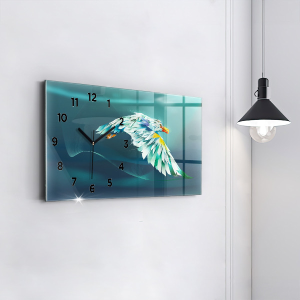 Glass wall clock rectangular Image of a Flying Eagle