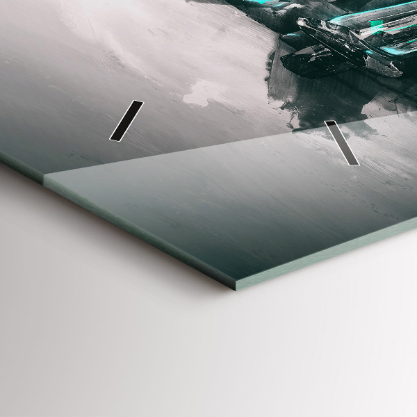 Glass wall clock rectangular Old School Car