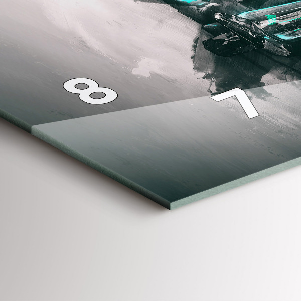 Glass wall clock rectangular Old School Car