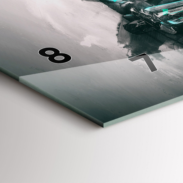 Glass wall clock rectangular Old School Car