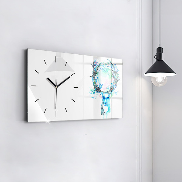 Glass wall clock rectangular Deer illustration
