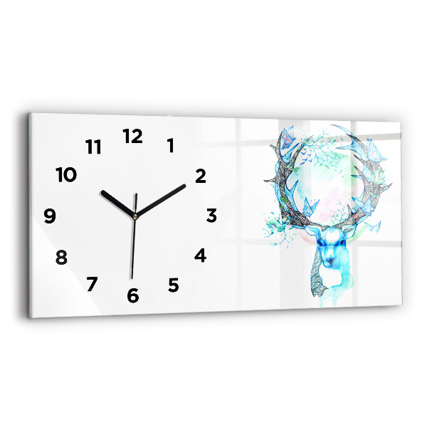 Glass wall clock rectangular Deer illustration