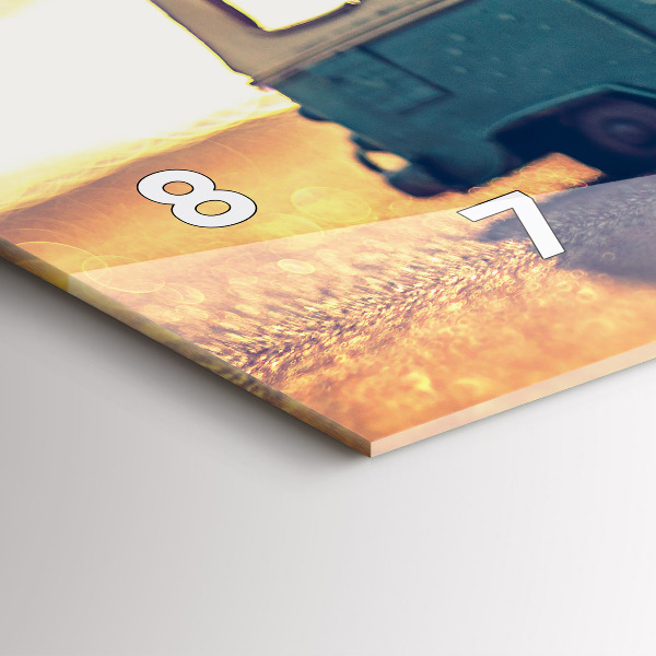 Glass wall clock rectangular Camper on the beach