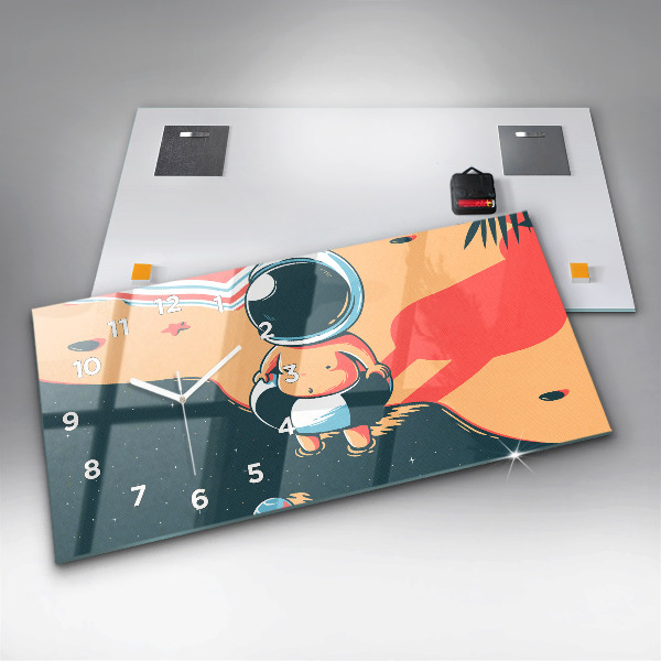 Glass wall clock rectangular Children's imagination