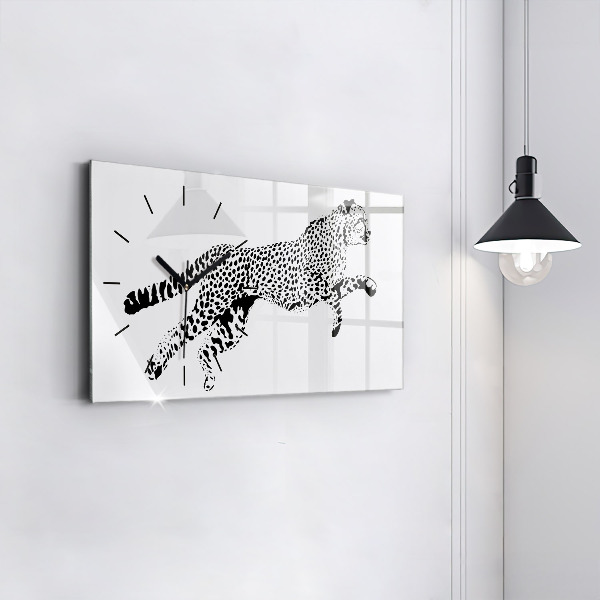 Glass wall clock rectangular Silhouette of a panther