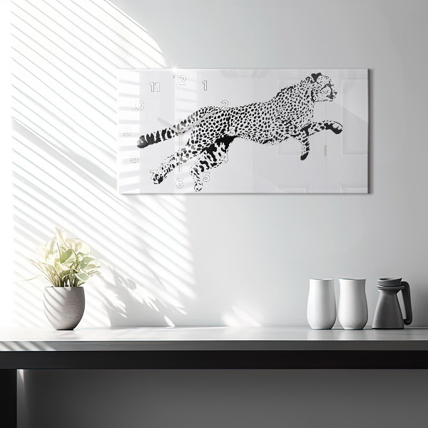 Glass wall clock rectangular Silhouette of a panther