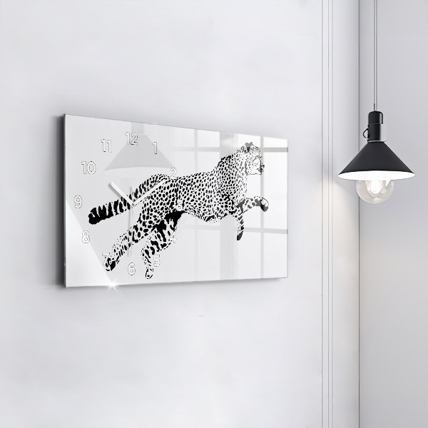 Glass wall clock rectangular Silhouette of a panther
