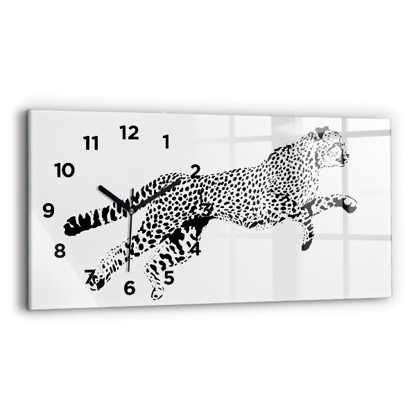 Glass wall clock rectangular Silhouette of a panther