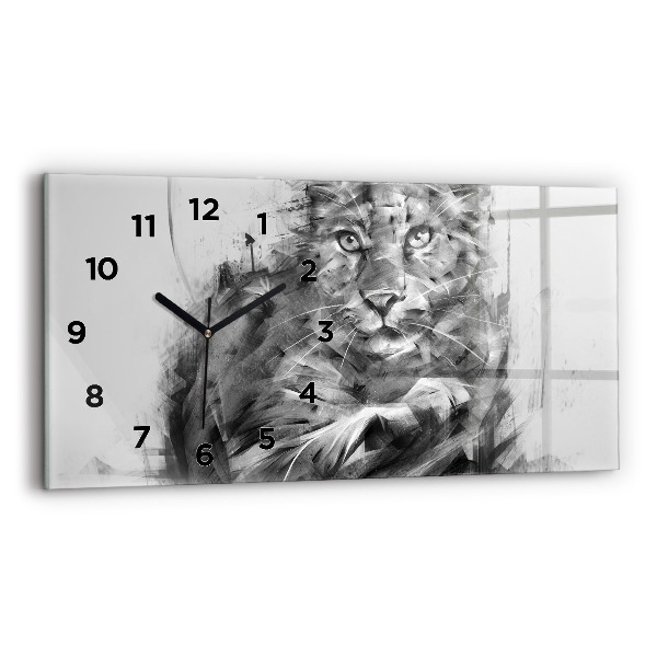 Glass wall clock rectangular Painted lion