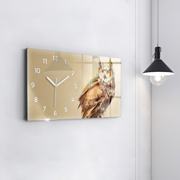 Glass wall clock rectangular Owl - a sign of wisdom