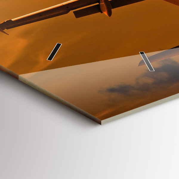 Glass wall clock rectangular Travel by plane