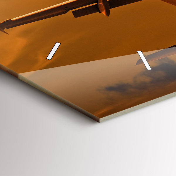 Glass wall clock rectangular Travel by plane