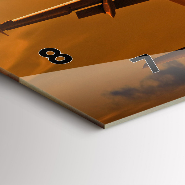 Glass wall clock rectangular Travel by plane