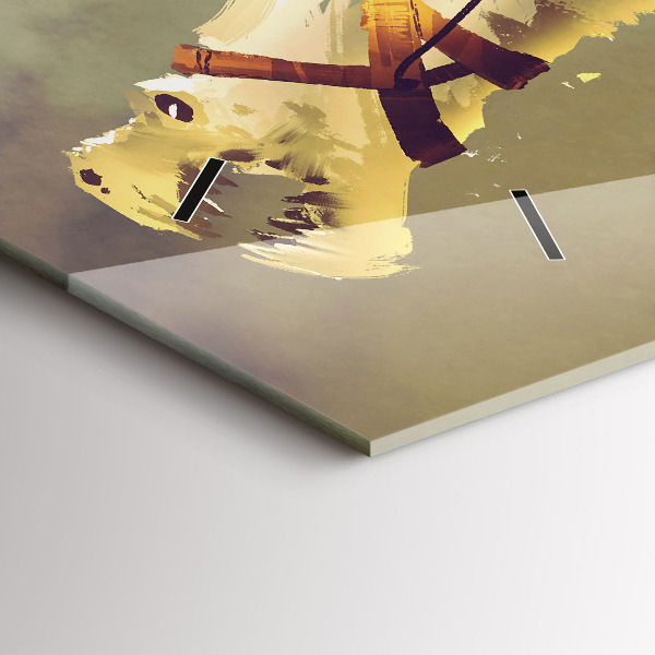 Glass wall clock rectangular Dragon Rider Illustration