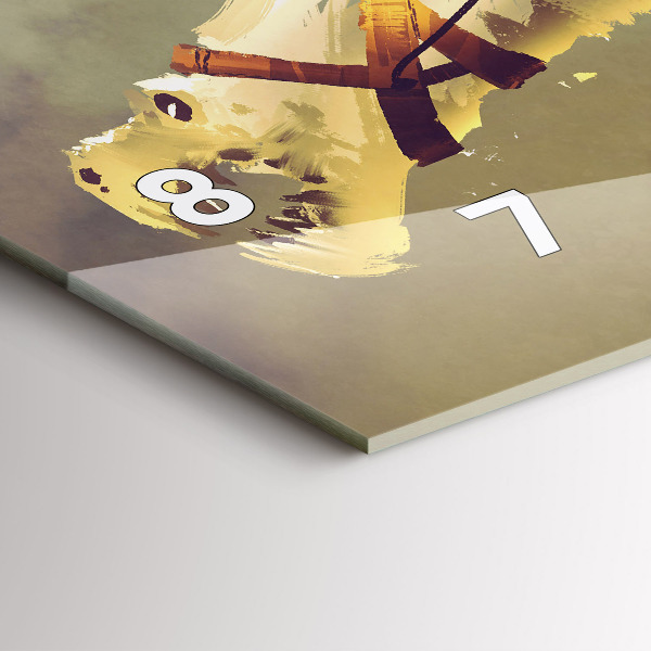 Glass wall clock rectangular Dragon Rider Illustration