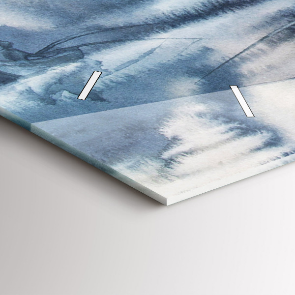 Glass wall clock rectangular Winter Lake Łódka