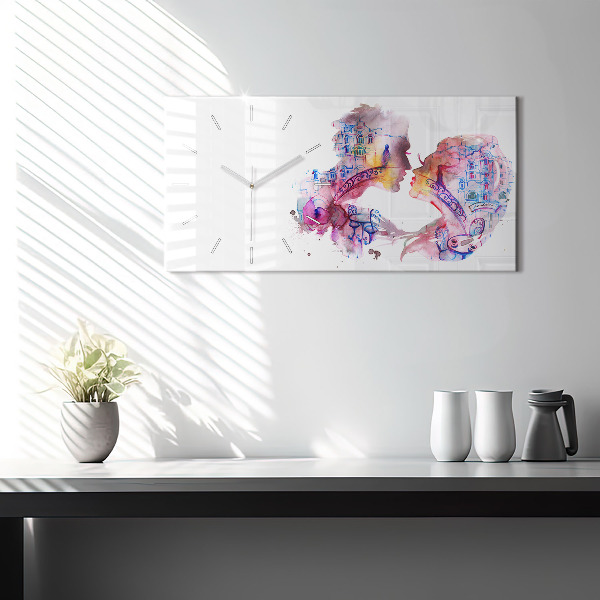 Glass wall clock rectangular Two Bodies One Soul