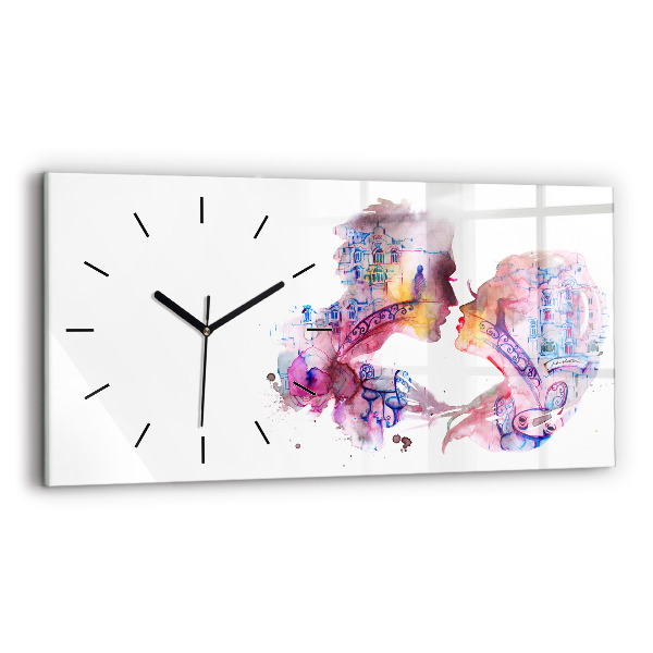 Glass wall clock rectangular Two Bodies One Soul