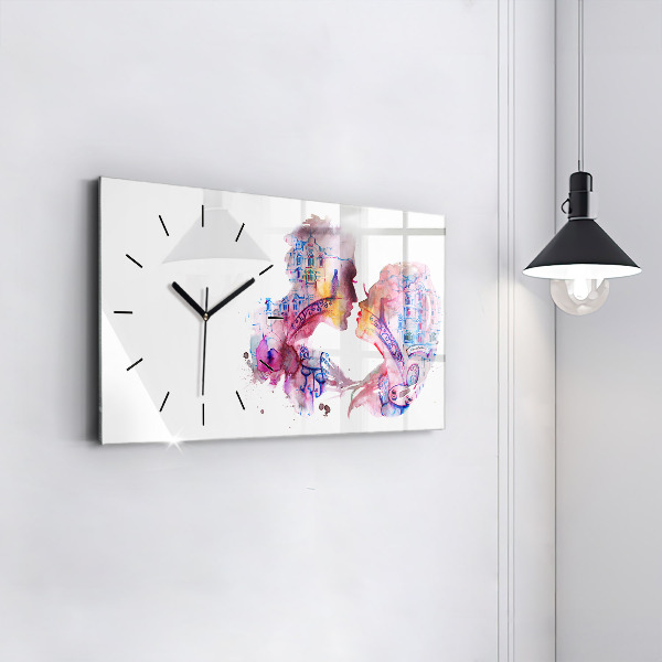 Glass wall clock rectangular Two Bodies One Soul
