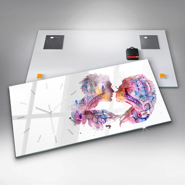 Glass wall clock rectangular Two Bodies One Soul