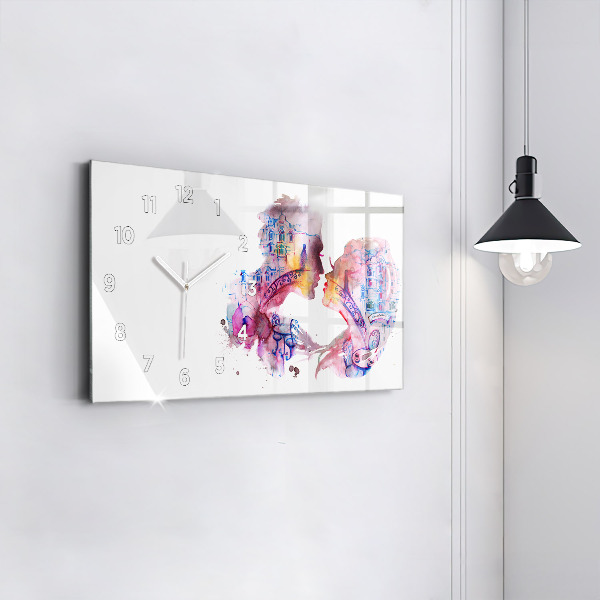 Glass wall clock rectangular Two Bodies One Soul