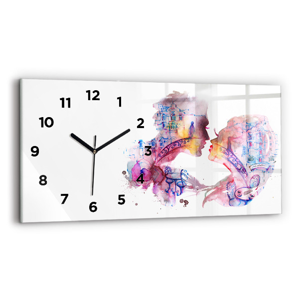 Glass wall clock rectangular Two Bodies One Soul