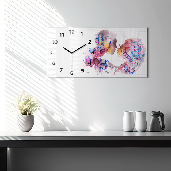 Glass wall clock rectangular Two Bodies One Soul