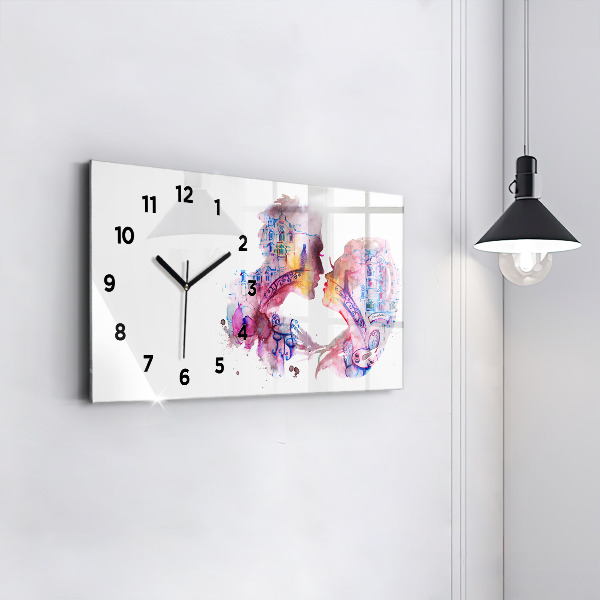 Glass wall clock rectangular Two Bodies One Soul
