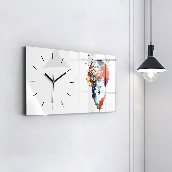Glass wall clock rectangular Werewolf Full Moon and Luna