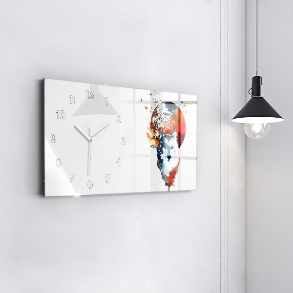 Glass wall clock rectangular Werewolf Full Moon and Luna
