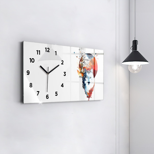 Glass wall clock rectangular Werewolf Full Moon and Luna