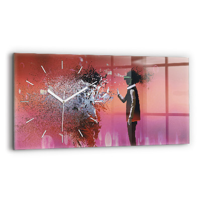 Glass wall clock rectangular Cyberspace