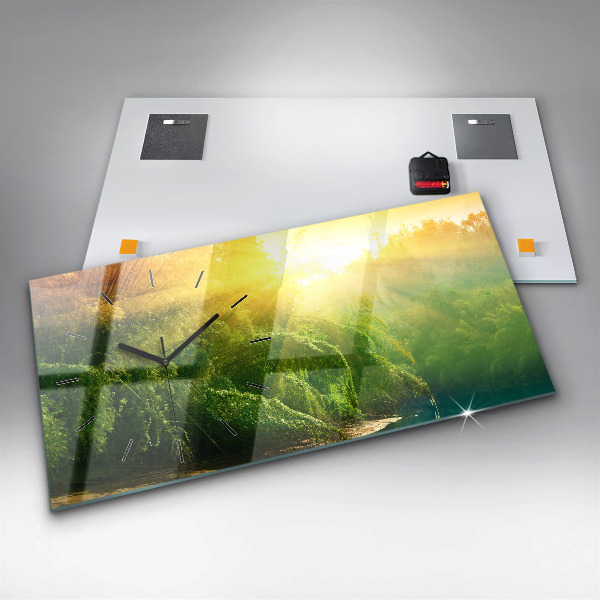 Glass wall clock rectangular Peaceful nature