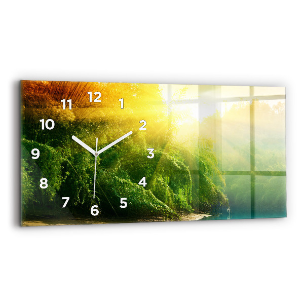 Glass wall clock rectangular Peaceful nature