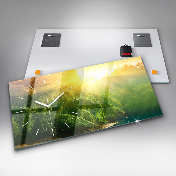 Glass wall clock rectangular Peaceful nature