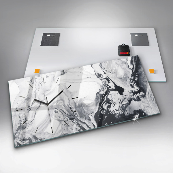 Glass wall clock rectangular Abstract Ink Marble