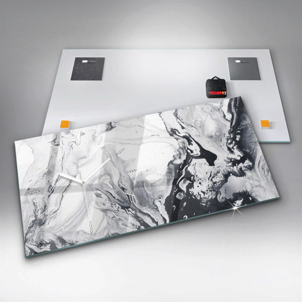 Glass wall clock rectangular Abstract Ink Marble