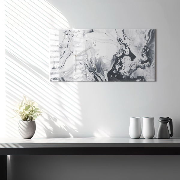 Glass wall clock rectangular Abstract Ink Marble